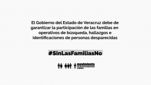 El Movimiento Por Nuestros Desaparecidos en México exigimos al gobierno de Veracruz garantizar la participación de las familias en operativos de búsqueda